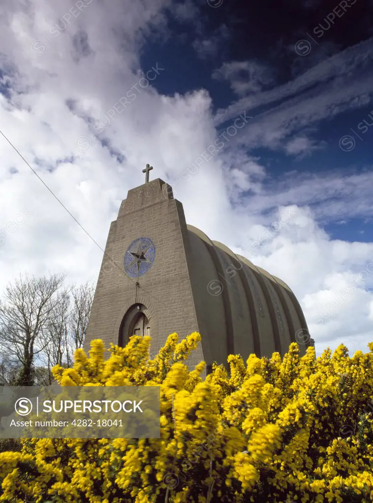 Wales, Anglesey, Amlwch. Our Lady, Star of the Sea, and St Winefride's Roman Catholic church. Designed by architect Giuseppe Rinvolucri, built of reinforced concrete to resemble an upturned boat.