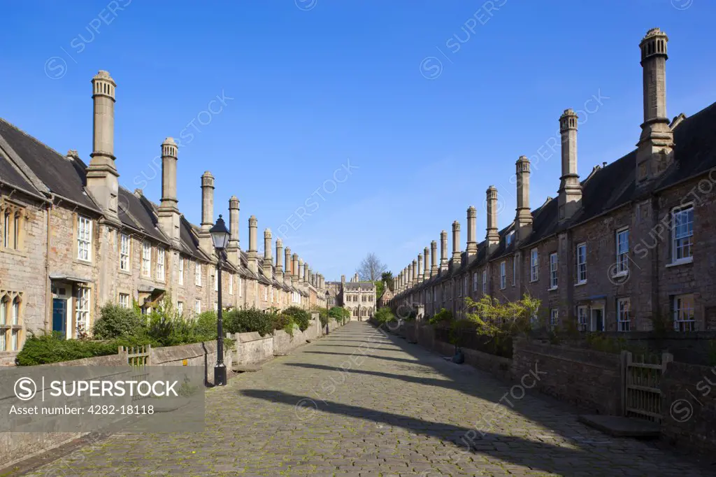 England, Somerset, Wells. Vicars' Close in Wells, claimed to be the oldest residential street in Europe. The street dates from the mid 14th century.