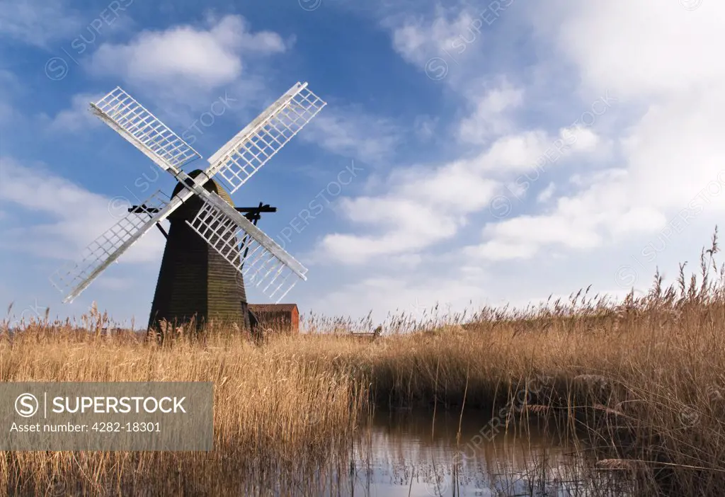 England, Suffolk, Herringfleet. Herringfleet Mill or Walker's Mill, an early 19th century mill which has now been restored to working order.