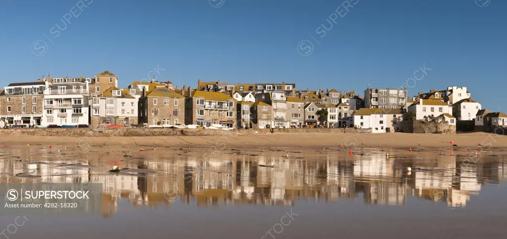 England, Cornwall, St. Ives. Buildings along the seafront in St. Ives.