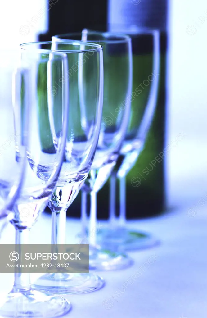 Row of sherry glasses.