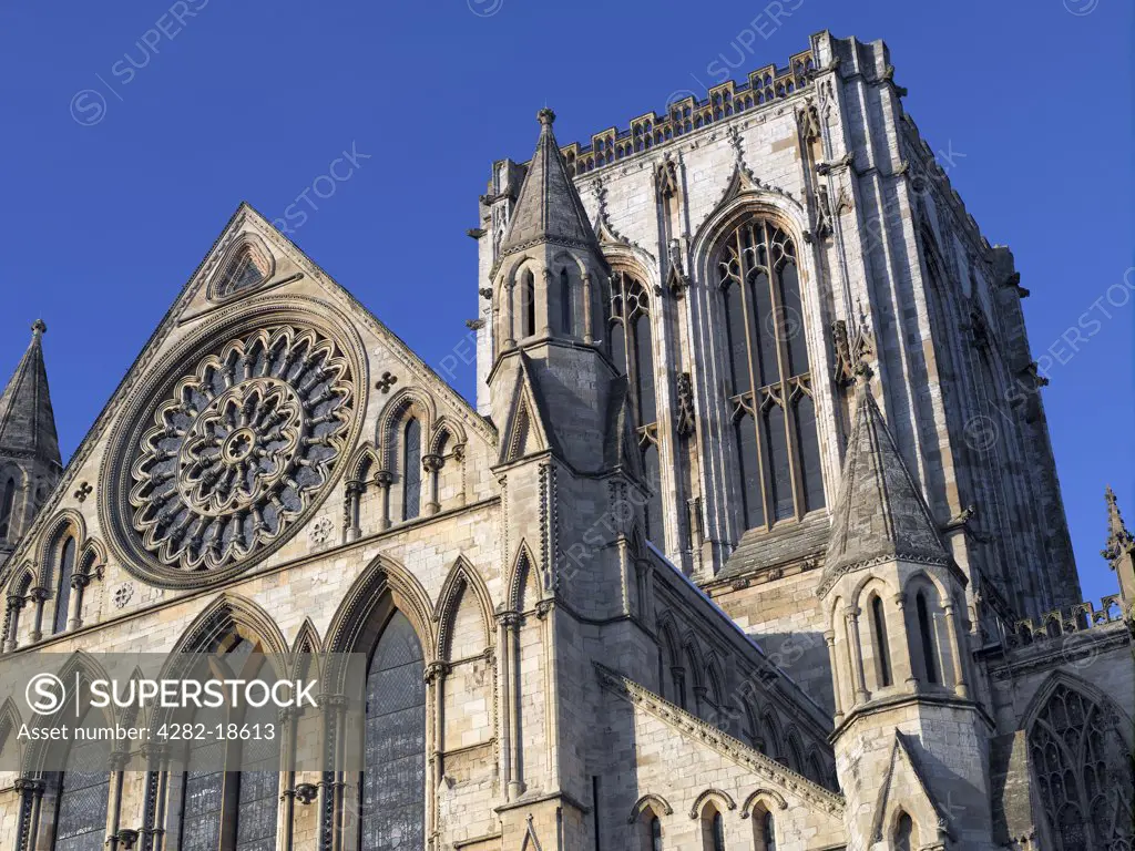 England, North Yorkshire, York. The Rose Window in the South Transept of York Minster.