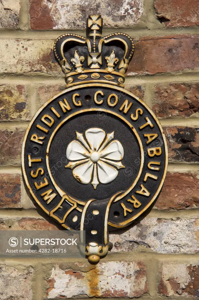 England, North Yorkshire, Ripon. West Riding Constabulary coat of arms which was displayed on Police Houses and small stations until 1968.