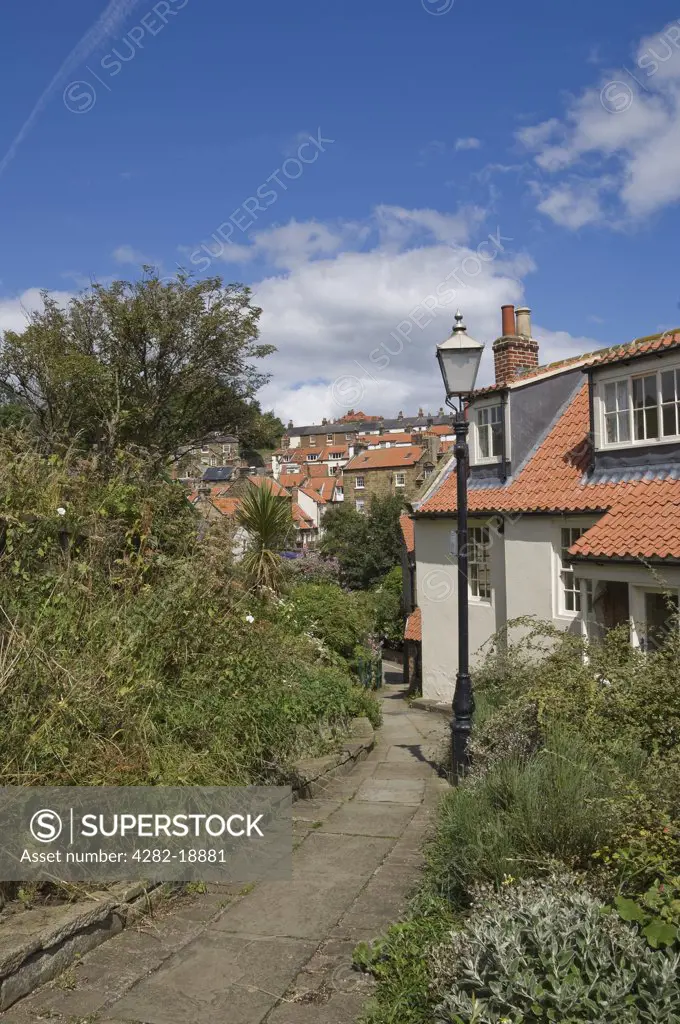 England, North Yorkshire, Robin Hoods Bay. Cottages and narrow streets of Robin Hoods Bay.