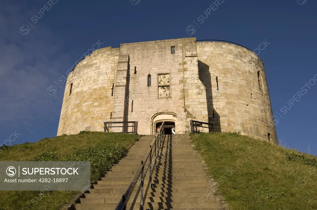 England, North Yorkshire, York. A view up towards Cliffords Tower.