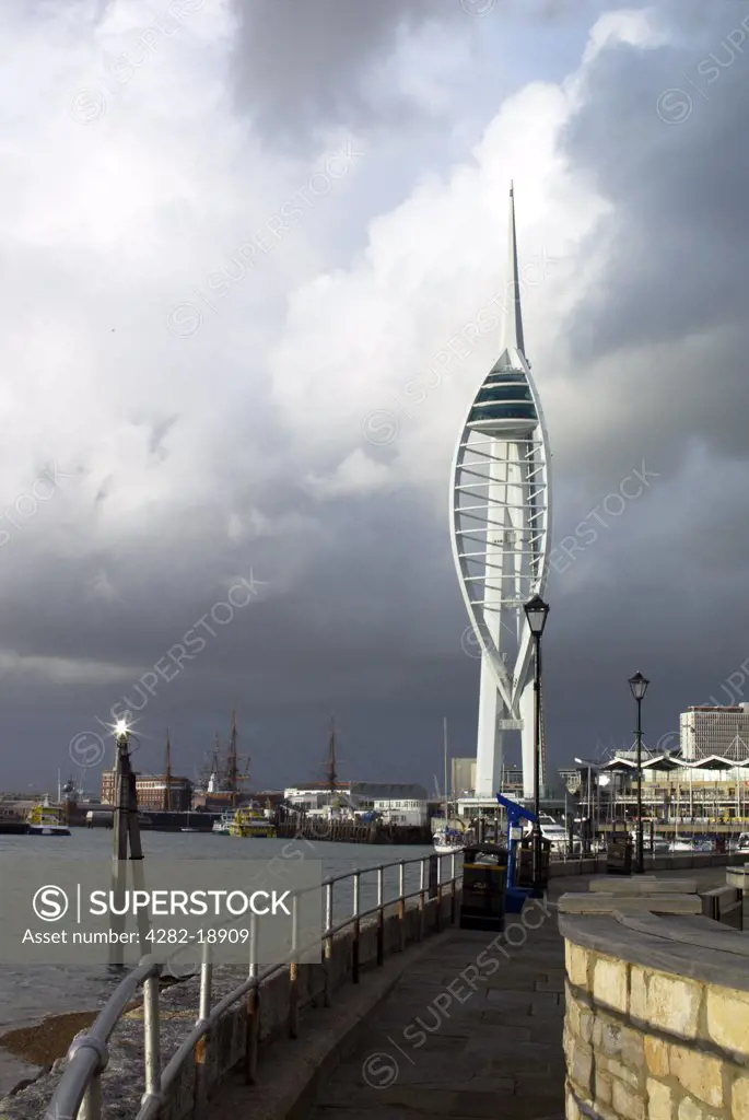 England, Hampshire, Portsmouth. Spinnaker Tower, the tallest accessible structure in the United Kingdom outside of London.