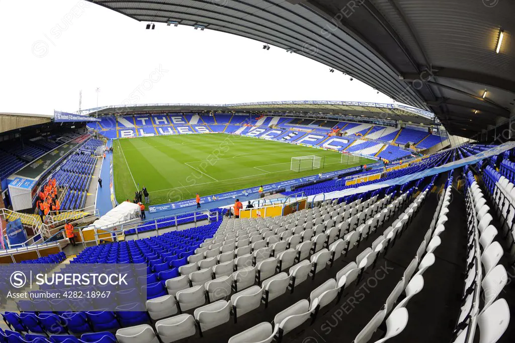 England, West Midlands, Birmingham. Inside St. Andrews Stadium, home of Birmingham City Football Club.