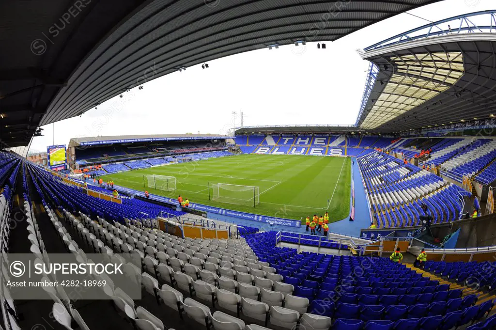 England, West Midlands, Birmingham. Inside St. Andrews Stadium, home of Birmingham City Football Club.