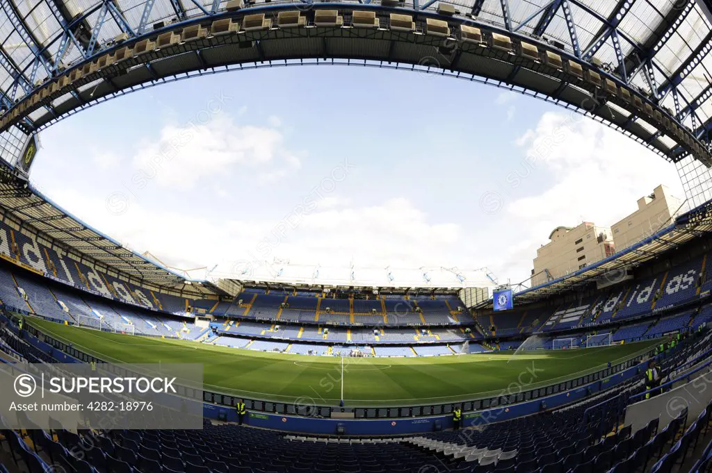 England, London, Chelsea. Inside Stamford Bridge Stadium, home of Chelsea Football Club.