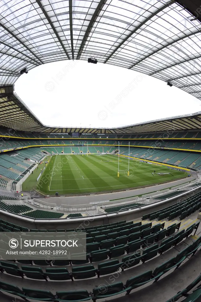 England, London, Twickenham. Inside Twickenham Stadium, the home of England rugby.