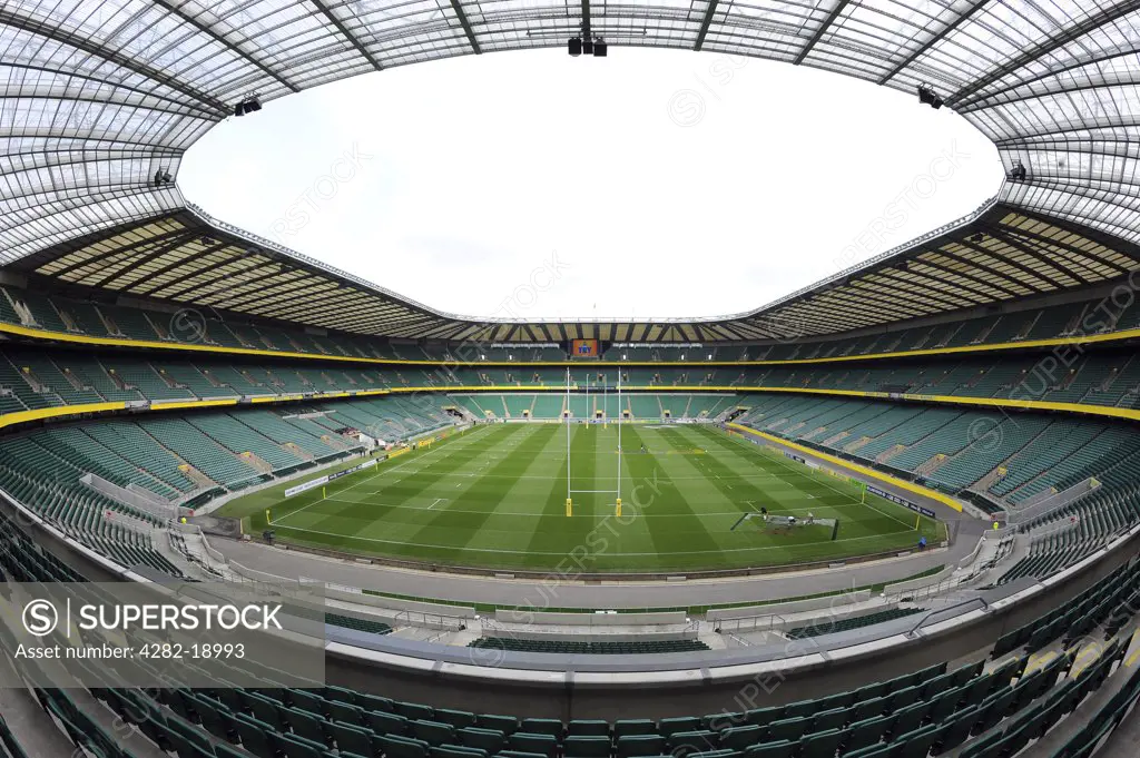 England, London, Twickenham. Inside Twickenham Stadium, the home of England rugby.