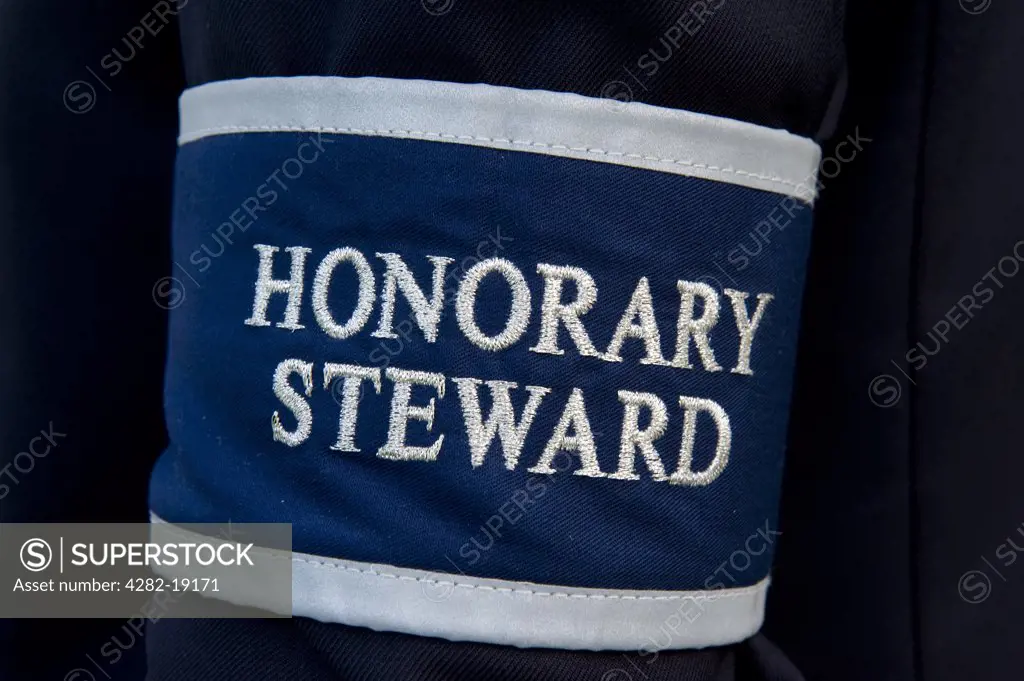 England, London, Wimbledon. An Honorary Steward armband being worn during the Wimbledon Tennis Championships 2010.