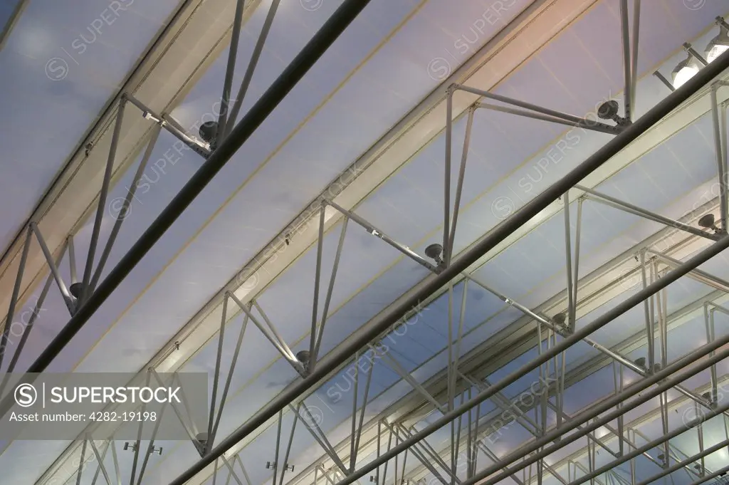 England, London, Wimbledon. View of the closed Centre Court roof during the Wimbledon Tennis Championships 2010.