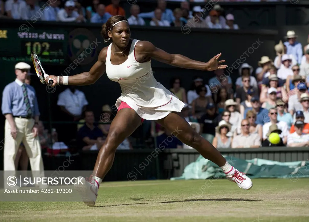 England, London, Wimbledon. Serena Williams (USA) in action during the Wimbledon Tennis Championships 2010.