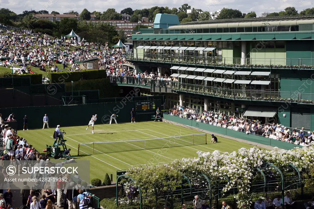 England, London, Wimbledon. General view of court 19 during the Wimbledon Tennis Championships 2008.