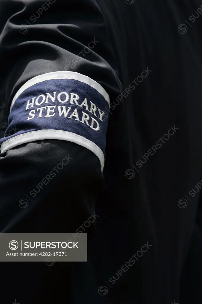 England, London, Wimbledon. Honorary Steward armband at the Wimbledon Tennis Championships 2008.