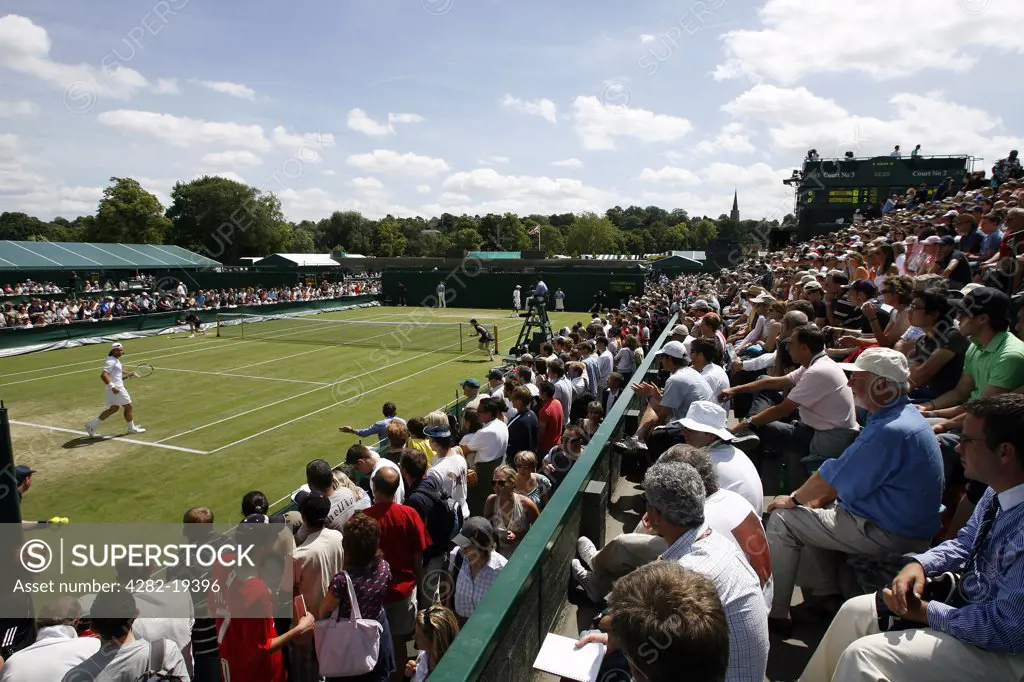 England, London, Wimbledon. View of court 3 at the Wimbledon Tennis Championships 2008.