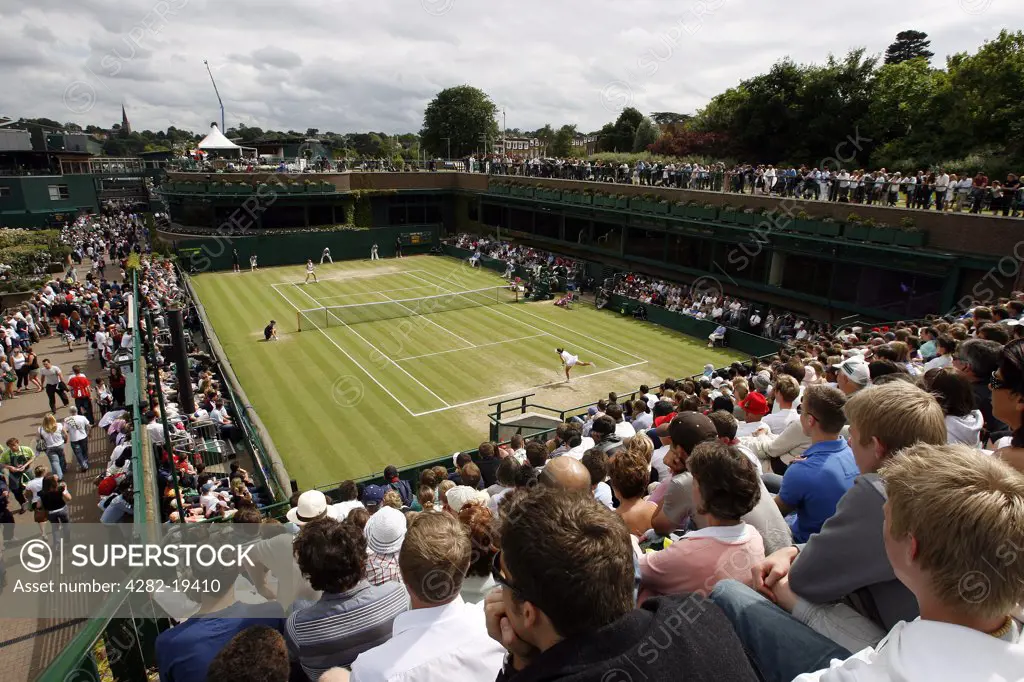 England, London, Wimbledon. General view of court 18 during the Wimbledon Tennis Championships 2008.