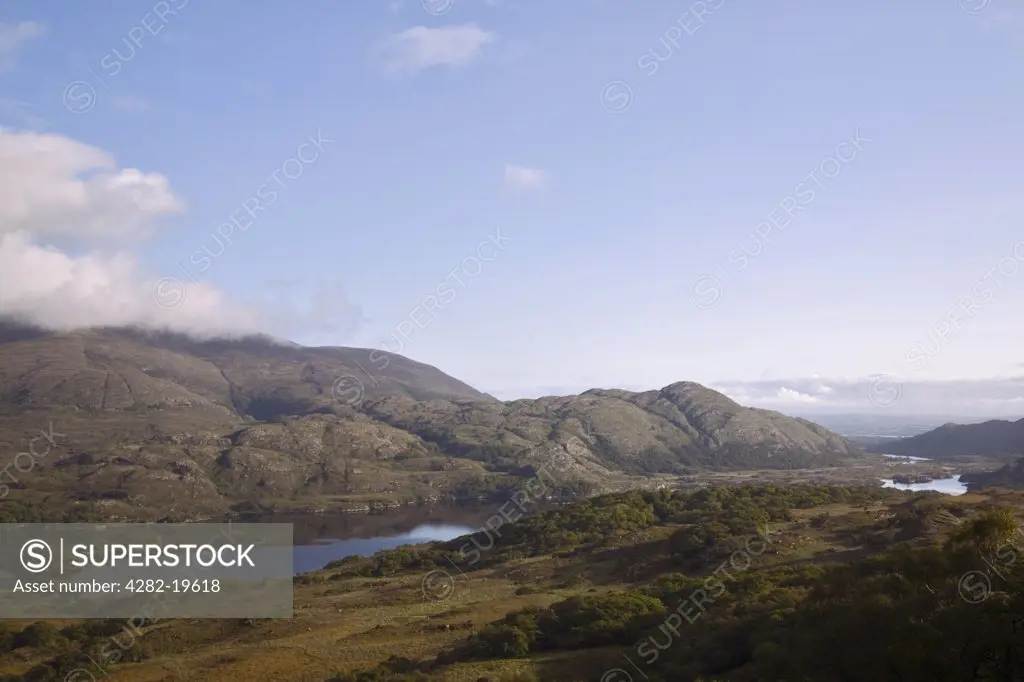 Republic of Ireland, County Kerry, Killarney. View of Upper Lakes and Purple Mountain in Killarney National Park.