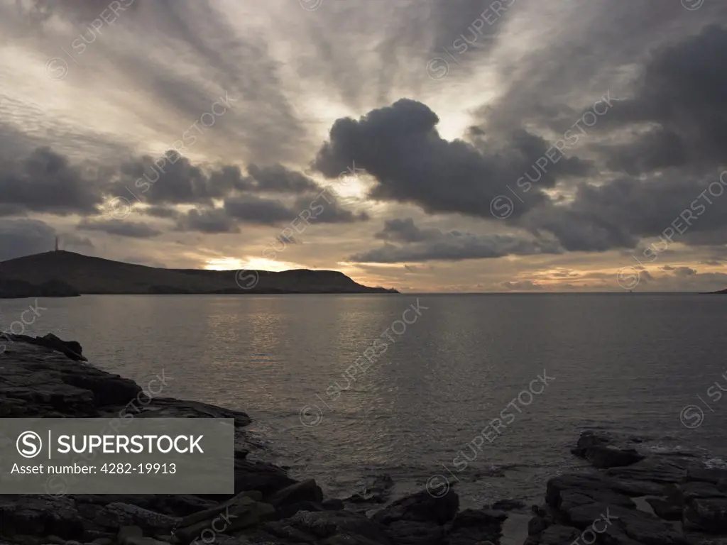 Scotland, Shetland, Bressay. Sunrise over Isle of Bressay near Lerwick on Shetland.