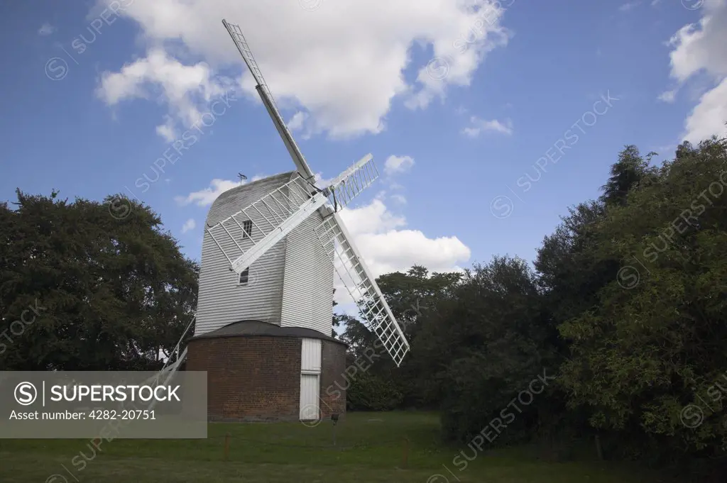England, Essex, Bocking Churchstreet. Bocking Windmill, a restored grade I listed post mill dating from 1721.
