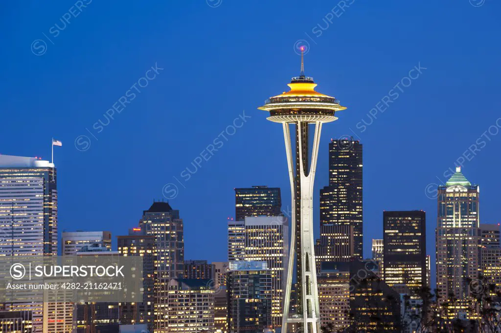 Seattle and the Space Needle by night.