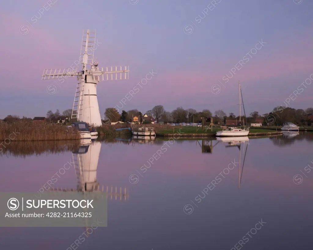 A view of Thurne Mill on the Norfolk Broads.