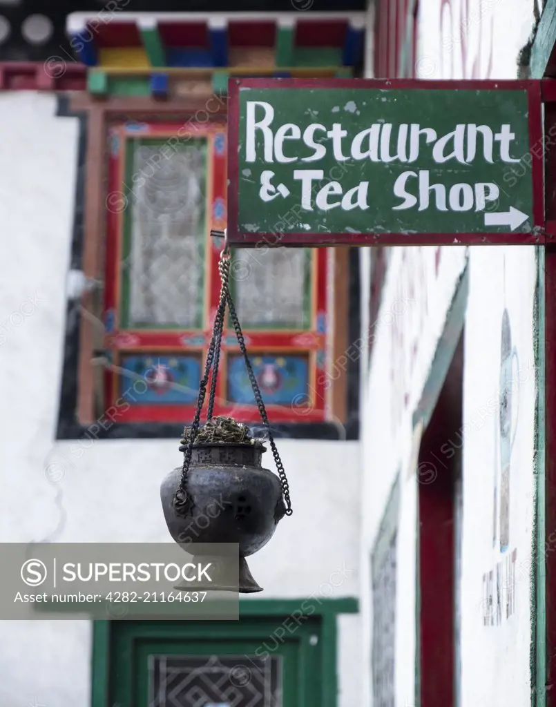 Sign outside a typical Nelapese Tea House in Sagarmatha National Park.