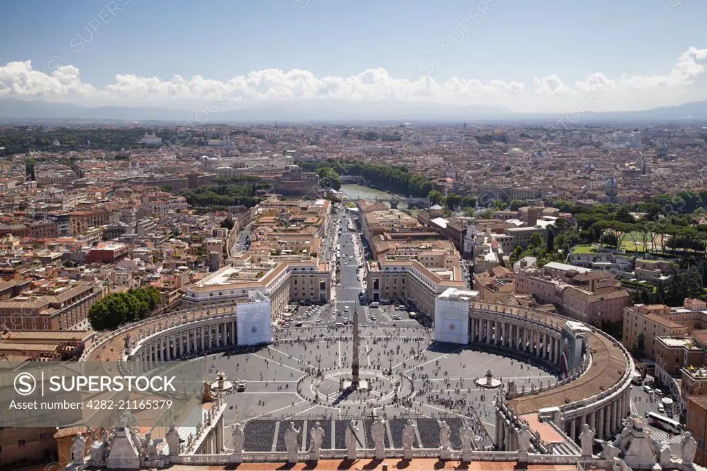 St. Peters Square and the view across Rome from the top of the Vatican.