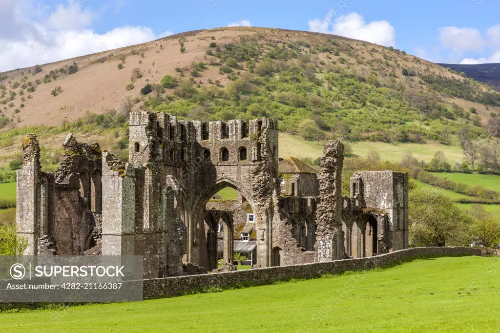 Remains of the 12th century Llanthony Priory in the Vale of Ewyas in the Brecon Beacons National Park.