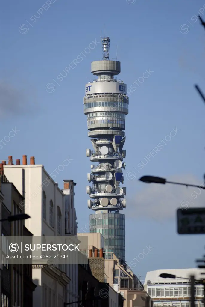 England, London, BT Tower. BT Tower. Opened in 1966 it contained viewing galleries, office space and a rotating restaurant, but the tower was closed to the public following a suspected IRA bomb explosion in 1971.