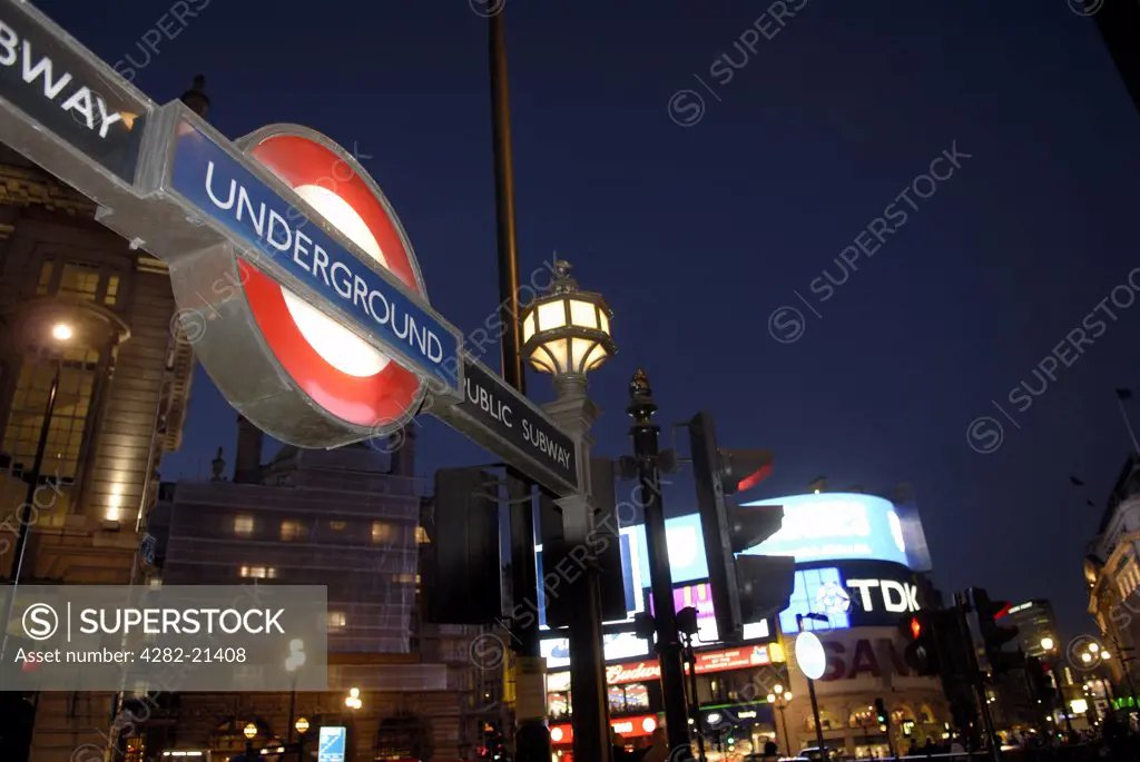 England, London, Piccadilly Circus. Piccadilly Circus underground entrance.