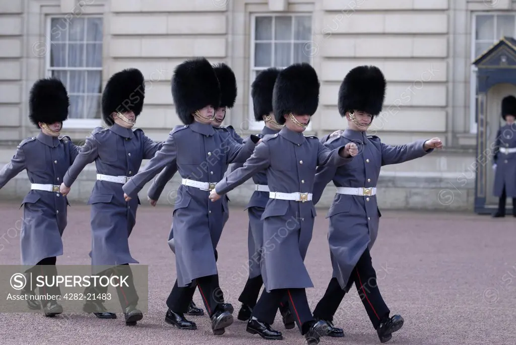 England, London, Buckingham Palace. Changing the guard at Buckingham Palace.