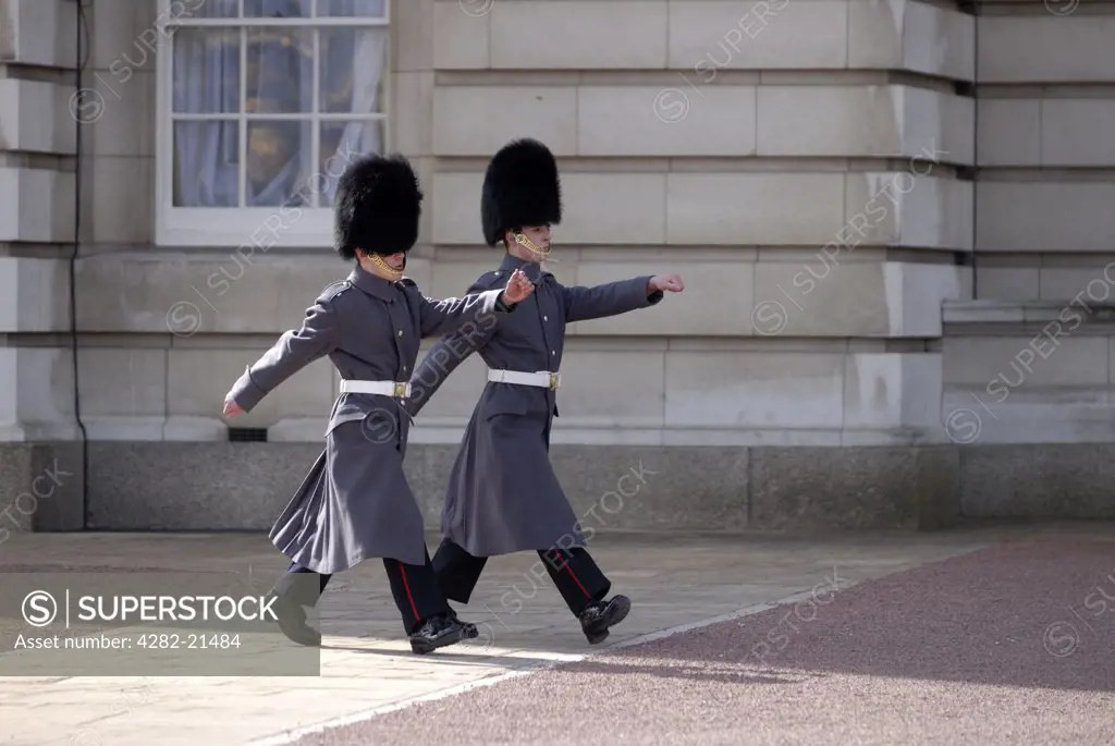 England, London, Buckingham Palace. Changing the guard at Buckingham Palace.