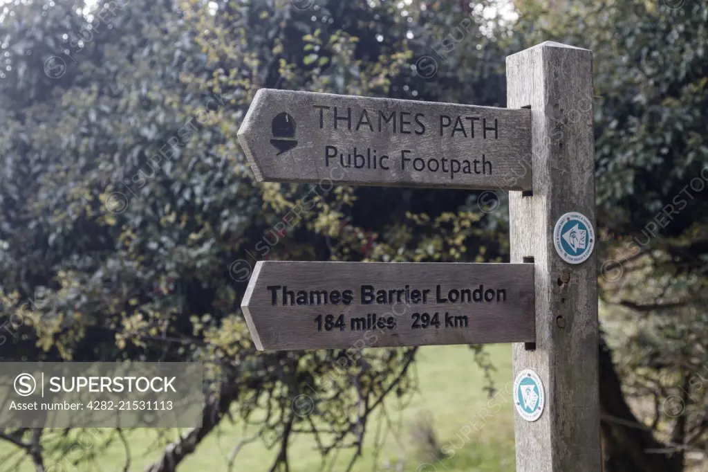 A signpost on the Thames footpath.