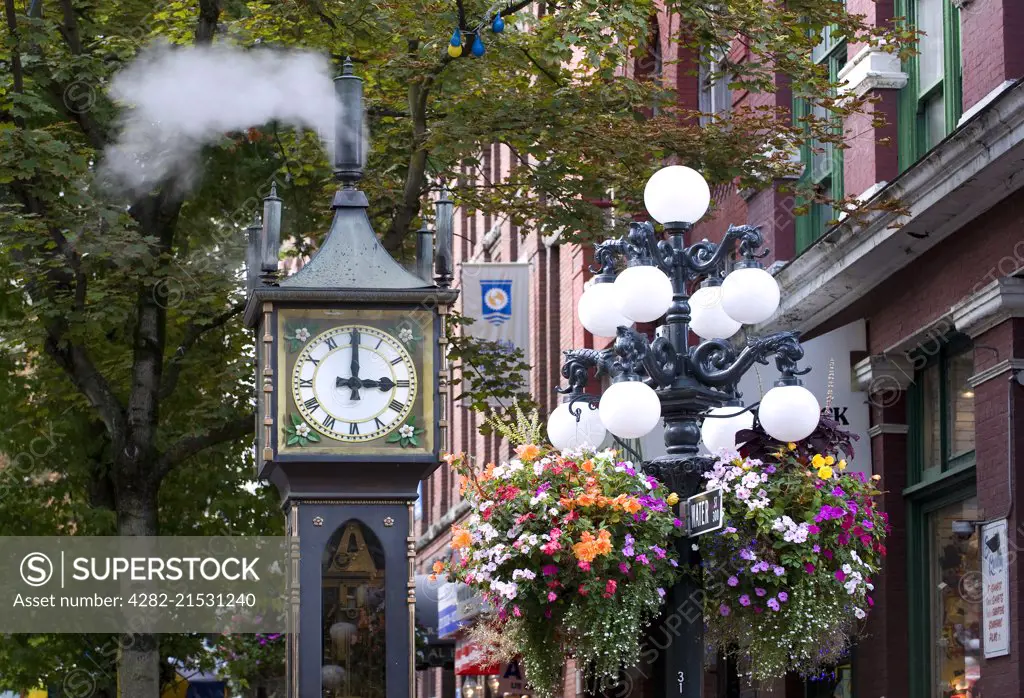 Steam emanates from the Gastown steam clock as it strikes 3pm in Vancouver.