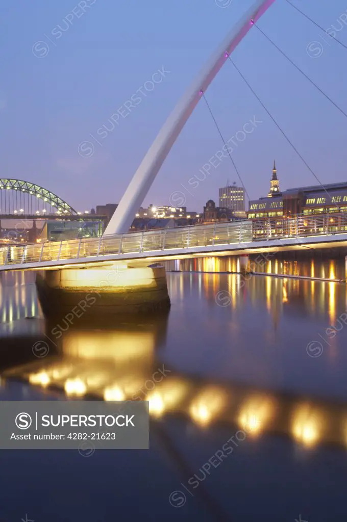 England, Gateshead, Gateshead. Detail of Millennium Bridge.