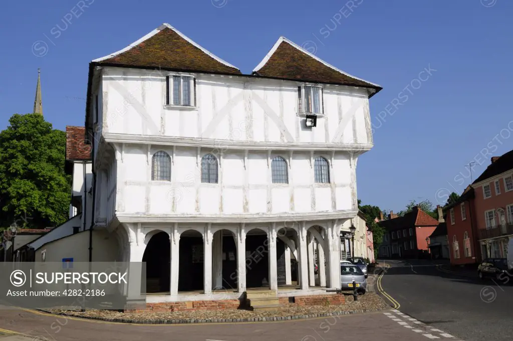 England, Essex, Thaxted. Thaxted Guildhall, built by the Guild of Cutlers as their headquarters at the end of the 14th century.