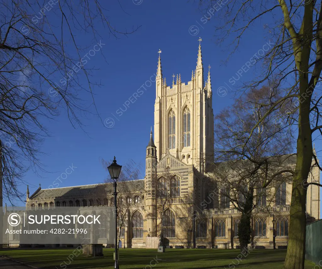England, Suffolk, Bury St Edmunds. An exterior view of St Edmundsbury Cathedral.