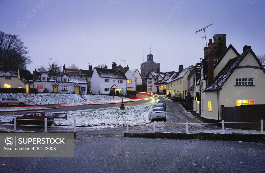 England, Essex, Braintree. A winter view of the village of Finchingfield.