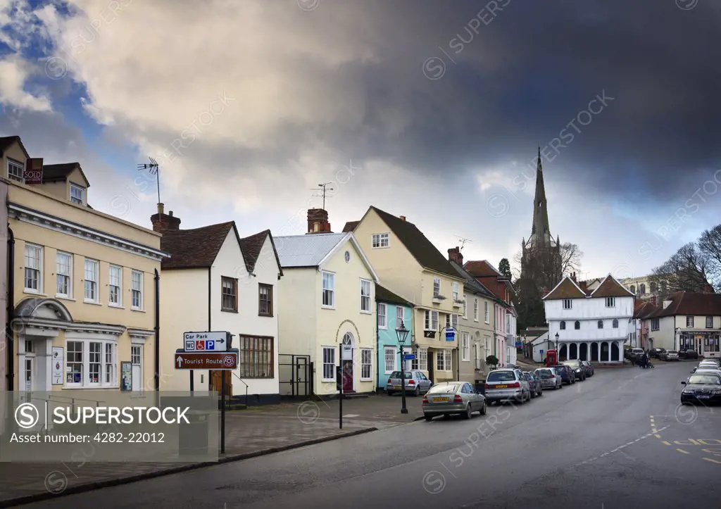 England, Essex, Thaxted. Stormy skies over Thaxted.