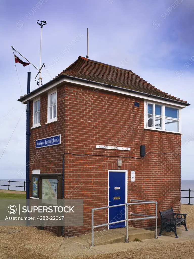 England, Norfolk, Mundesley. A view of Mundesley Maritime Museum. Situated in the former Coastguard lookout, the museum exhibits include the village past and present.