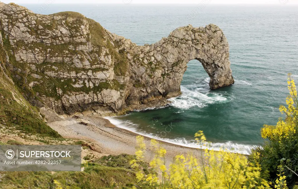 England, Dorset, Durdle Door. Durdle Door, one of Dorset's most recognisable features in Spring.
