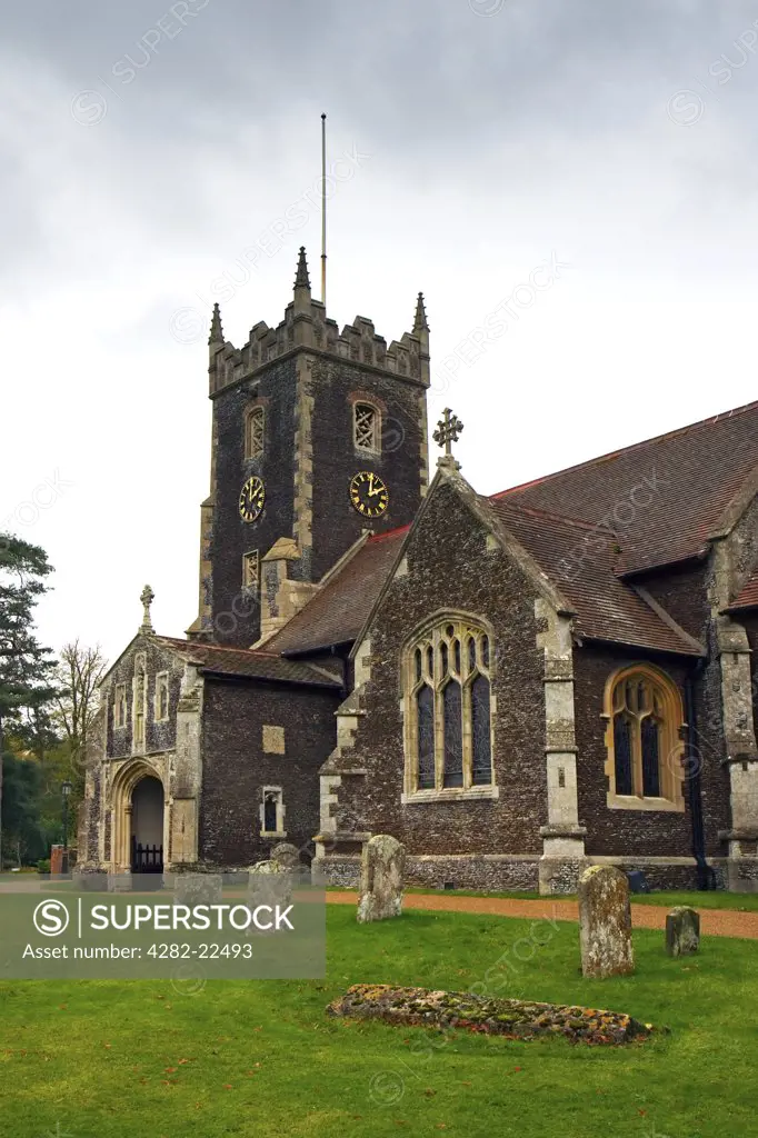 England, Norfolk, Sandringham. An exterior view of St Mary Magdalene church on the Royal Sandringham estate in Norfolk.