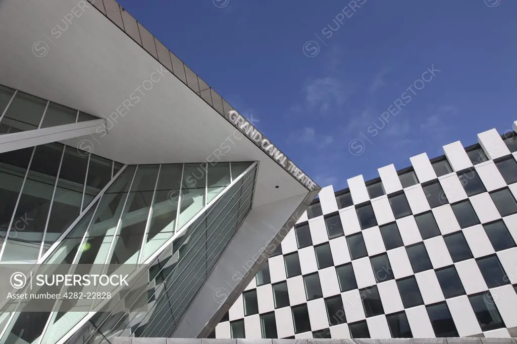 Republic of Ireland, Dublin City, Dublin. Architectural detail of Grand Canal Theatre, designed by Daniel Libeskind as the centrepiece of the regeneration of Grand Canal Dock in South Docklands.