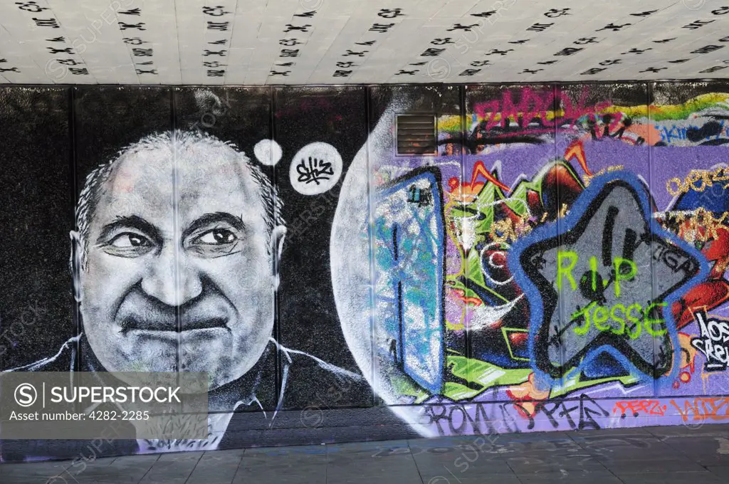 England, London, South Bank. Graffiti under the Southbank Centre.