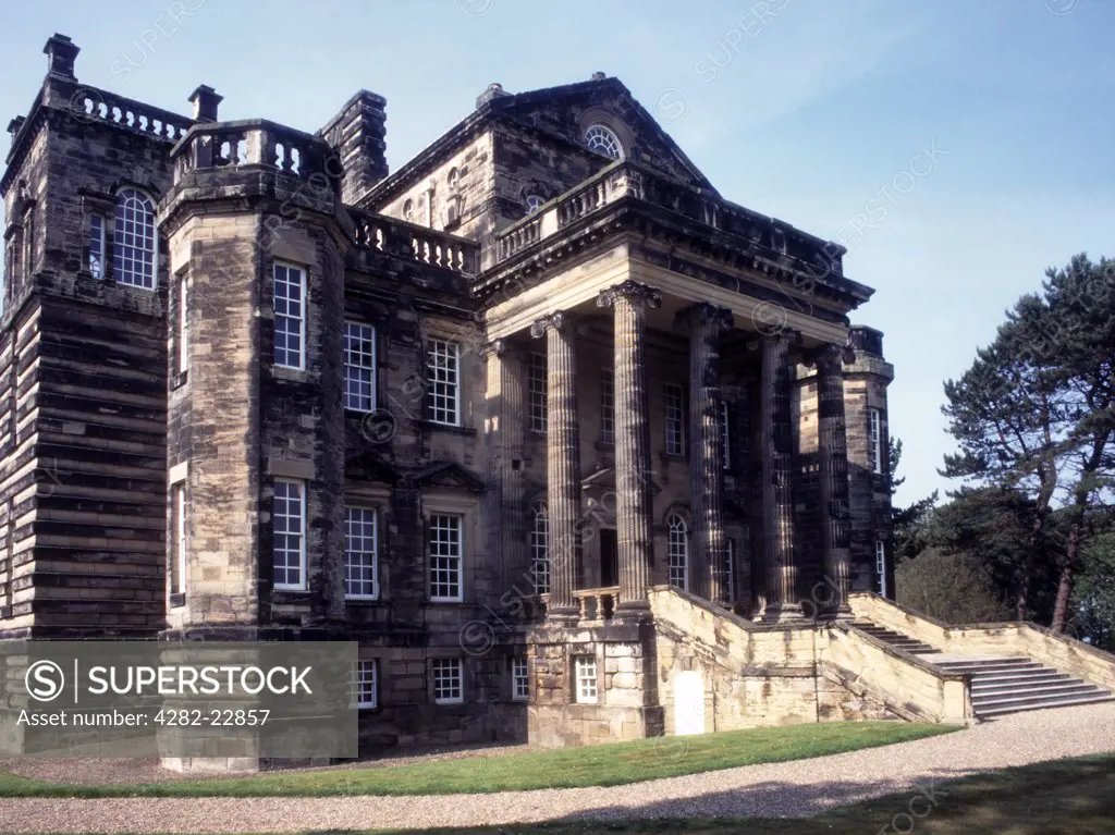 England, Northumberland, Seaton Delaval. Seaton Delaval Hall, an English Baroque stately home designed by Sir John Vanburgh and regarded as his crowning masterpiece.