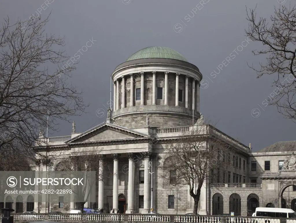 Republic of Ireland, Dublin, Dublin. The Four Courts, the Republic of Ireland's main courts building, on the River Liffey in Dublin.
