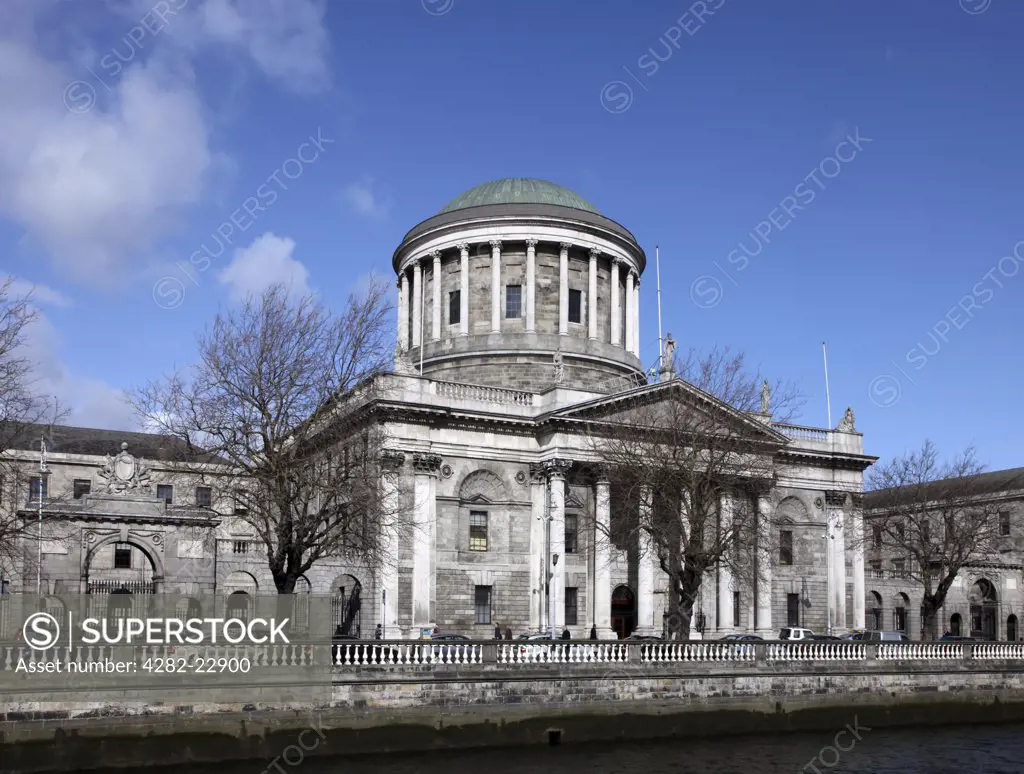 Republic of Ireland, Dublin, Dublin. The Four Courts, the Republic of Ireland's main courts building, on the River Liffey in Dublin.