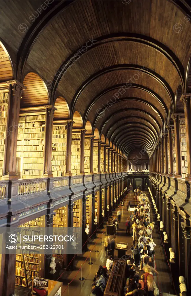 Republic of Ireland, Dublin, Dublin. The Long Room in Trinity College Library, Dublin.